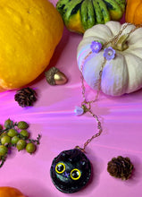 Load image into Gallery viewer, Black Cat Macaron Necklace
