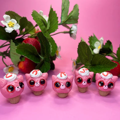 Strawberry Kitty Cream Cone Worry Wart