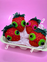 Load image into Gallery viewer, Felt Strawberry Worry Wart Brooches