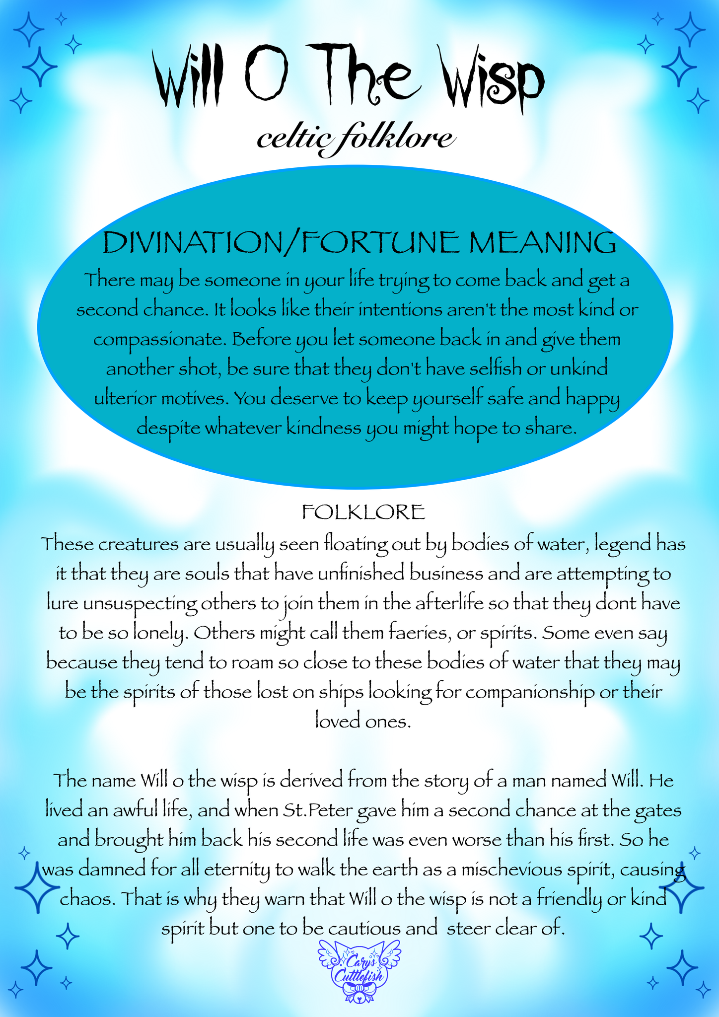 Will O the Wisp Folklore Card Carys Cuttlefish Will O the Wisp Folklore Card Carys Cuttlefish